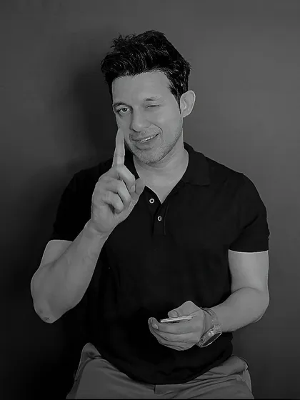 A playful, winking expression. This demonstrates a cheeky and charming personality that can be used for more lighthearted campaigns.