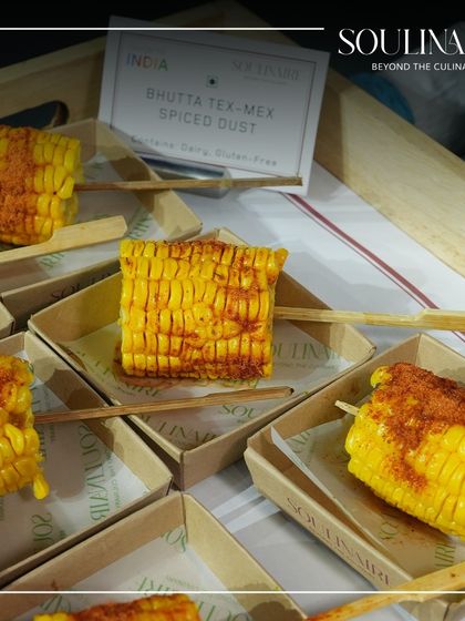 Bhutta with Tex-Mex Spiced Dust. A simple street food classic elevated with a global flavour twist, served in a convenient and sustainable box.