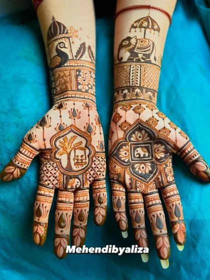 A special design for the Gangaur festival, featuring traditional Rajasthani elements like elephants and peacocks.