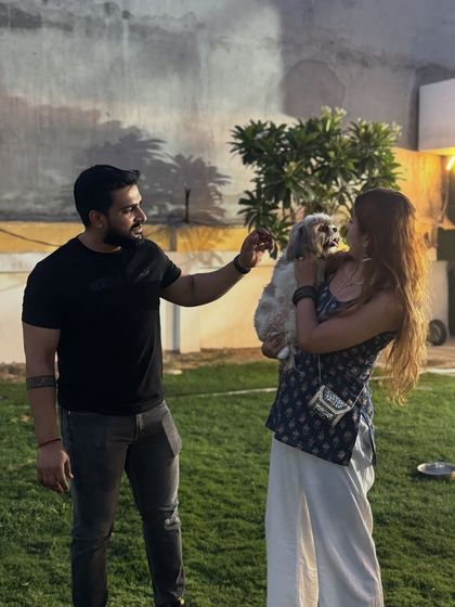 The whole family enjoying the outdoor space together.