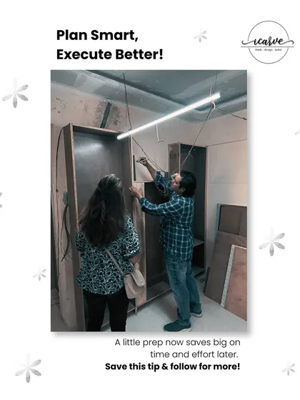 A little preparation goes a long way. During the kaccha meeting, we make final adjustments to the plan, like confirming the height of a cabinet, which ensures a smoother and more efficient execution phase.