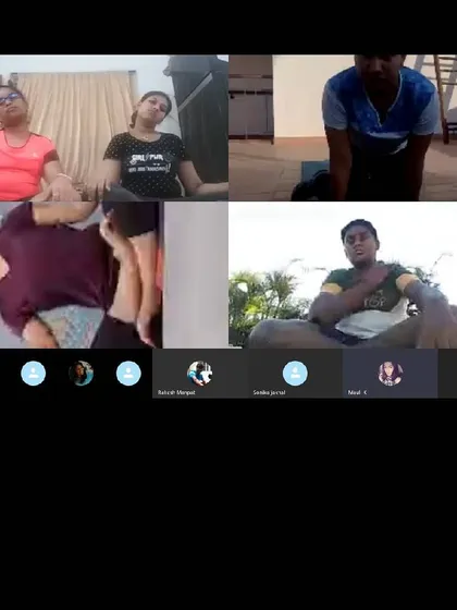 Our online sessions aren't just for shooting practice. Here, our athletes participate in a guided fitness and stretching session over a video call.