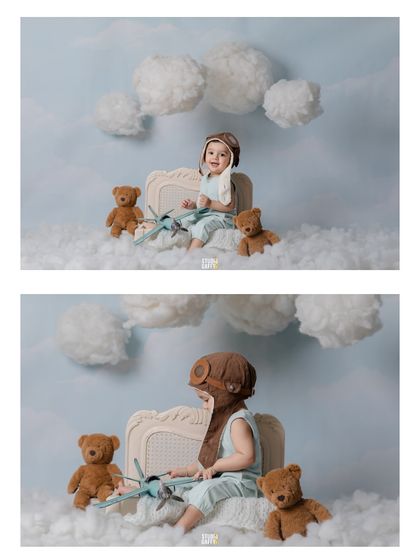 More poses from the dreamy cloud-filled aviator set.