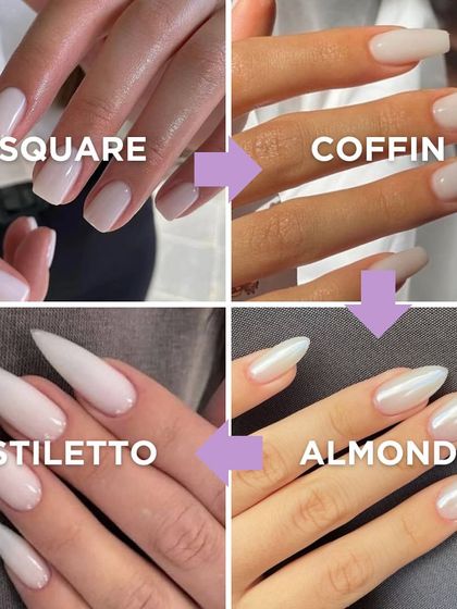 Nail shapes are crucial for happy clients. This guide shows the difference between popular shapes like Square, Coffin, Stiletto, and Almond, all of which you can create with extensions.