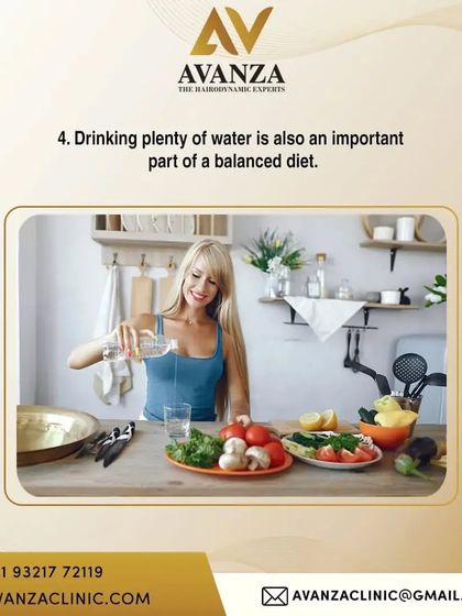 Hydration is a key part of a balanced diet and overall health. Drinking plenty of water is essential for maintaining good circulation to the scalp and keeping your hair follicles healthy.