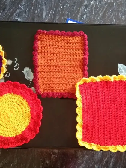 Another view of the different table mats I offer.