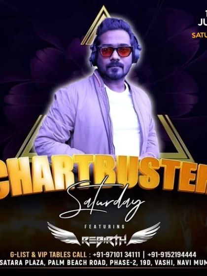 A 'Chartbuster Saturday' poster, where I play the biggest Bollywood hits of all time.