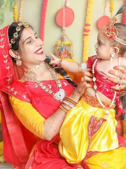 The playful interaction between mother and child is what makes these photos so precious. A candid moment during our Krishna themed photoshoot.