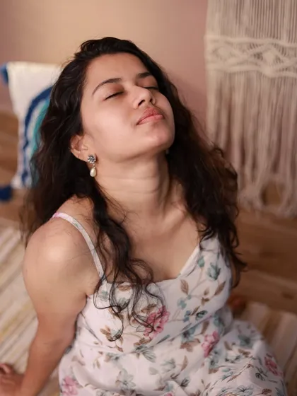 A serene and peaceful moment. This shot, with eyes closed, is about capturing a feeling rather than just a look.