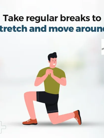 Your body is designed to move. This visual is a simple reminder to take regular breaks from sitting to stretch and move around. This simple action improves circulation and prevents muscle stiffness.