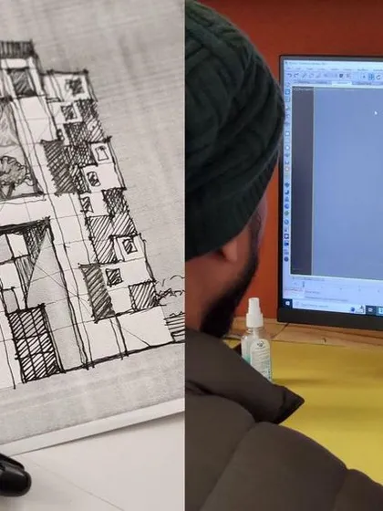 Our design process seamlessly integrates traditional hand-sketching with advanced 3D modeling. This approach allows us to visualize and refine every detail from the initial concept, ensuring the final built form perfectly matches our client's vision.