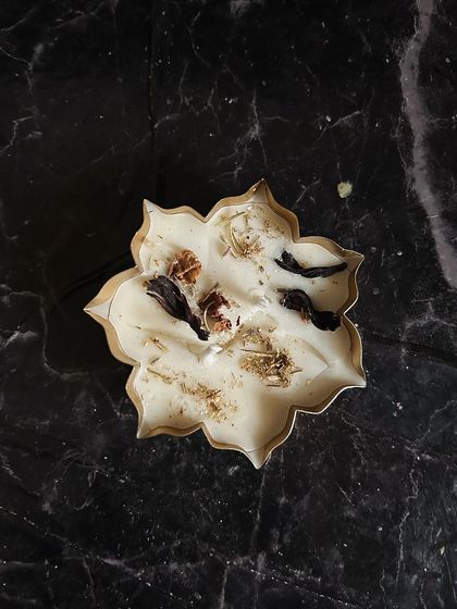 This is a smaller version of my copper urli candle, perfect for creating little pockets of light and fragrance around your home during festivals. Each one is handmade with care.