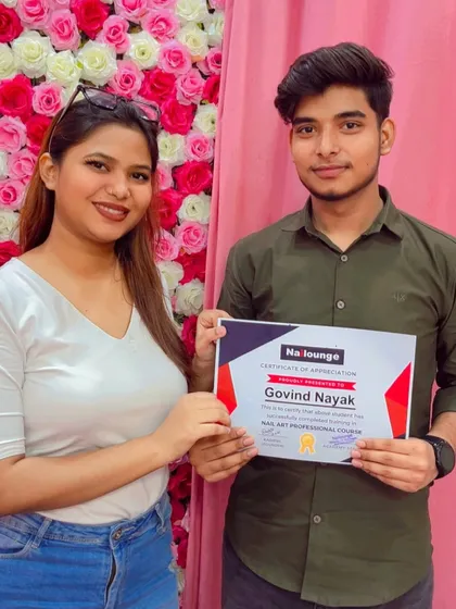Welcoming Govind Nayak to our community of certified nail professionals. My course is for anyone passionate about nail art, with flexible timings to suit your schedule.