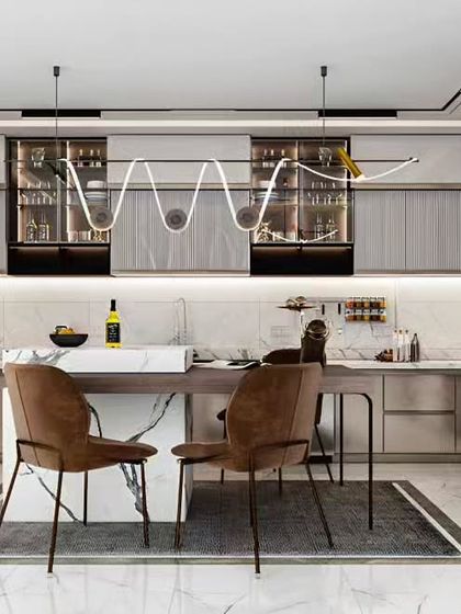 Modular Kitchen - Modular Home Interiors Modern Kitchens with Islands & Breakfast Bars photo 34