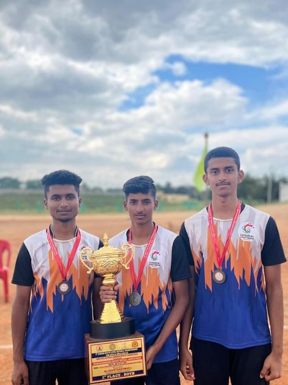 Our junior boys celebrating their 2nd runner-up trophy at the 6th Junior State Level Netball Championship.
