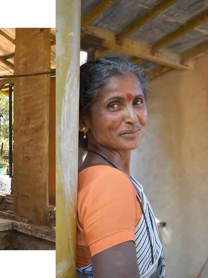 The smile of a maker. One of our confident masons at Cheerville, whose skill and determination are building a more sustainable future.