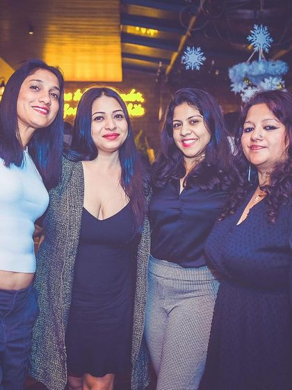 A group of friends enjoying the night.