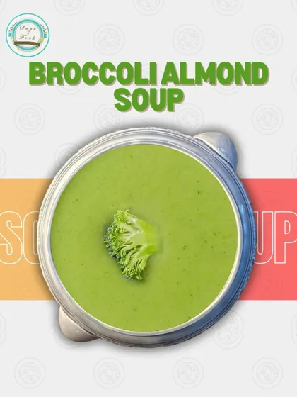 My vibrant and healthy Broccoli Almond soup. This creamy soup is packed with nutrients and has a lovely nutty flavor from the almonds.