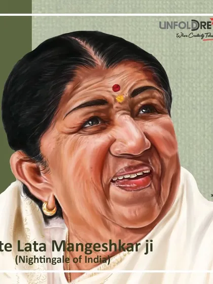 A portrait of the 'Nightingale of India', the late Lata Mangeshkar ji.