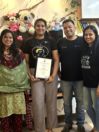 A proud moment for our student Akshitha and her family. Celebrating her achievement of earning a Trinity College London certification through our online guitar program.