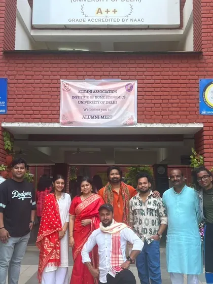 A proud moment with my team at an alumni meet at the University of Delhi. We often perform and conduct workshops at universities to engage with young adults.