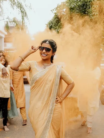 The pure, unscripted joy of a Haldi ceremony. I love capturing the energy, the laughter, and the vibrant colors that make these pre-wedding rituals so special.