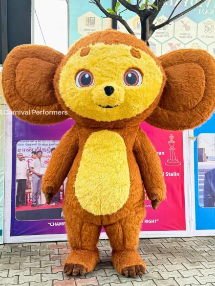 Introducing Cheburashka! This unique and lovable character with big ears is a fantastic and surprising addition to any party, guaranteed to make your event stand out.