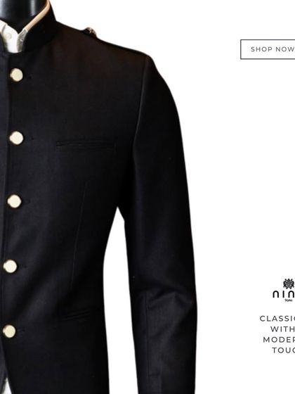 A classic black bandhgala is a staple in any man's wardrobe. Mine are tailored to perfection with a modern touch, ensuring a sharp and elegant silhouette.