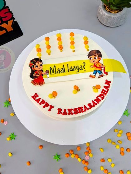 Our limited edition Rakshabandhan cake with the funny message, "Maal laaya?"