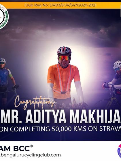 Congratulations to Aditya Makhija on completing an incredible 50,000 kms on Strava. Your dedication to the sport is truly inspiring.
