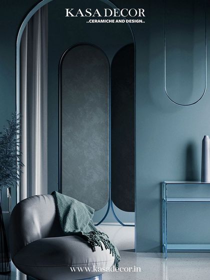 A moody, atmospheric space featuring our concrete flutes. The deep color and vertical texture create a sophisticated and calming environment, ideal for a modern, minimalist aesthetic.