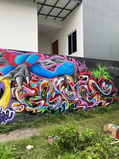 Adding a little spice with the crew in Jakarta. This was for a big graffiti event, and we had a blast painting together.