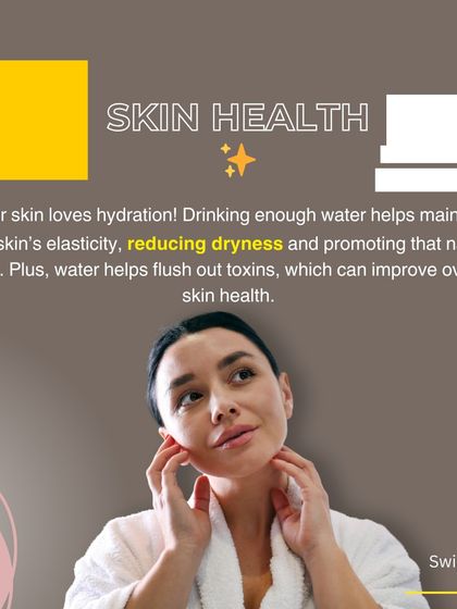 Hydration Hack 3: Water promotes glowing skin health by maintaining elasticity and flushing out toxins.