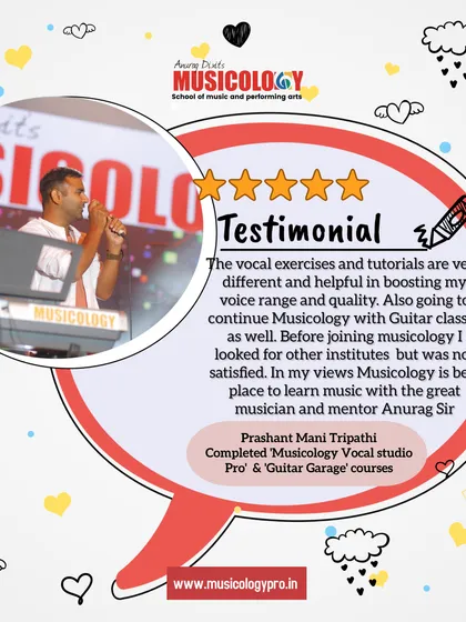 Prashant, a student of my Vocal Studio Pro and Guitar Garage courses, found my vocal exercises and tutorials unique and effective for boosting his vocal range and quality.