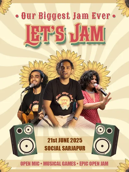 The poster for our biggest jam ever at Social Sarjapur. We promise it's going to be different.