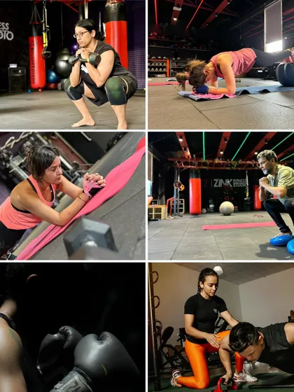 This collage captures the essence of our workouts: squats, planks, boxing, and personal guidance. Every picture tells a story of effort and progress.