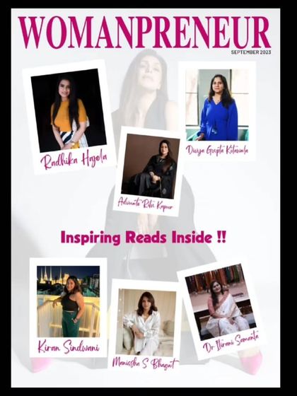 The cover of the September 2023 issue of 'Womanpreneur' magazine, where I was featured among other inspiring women.