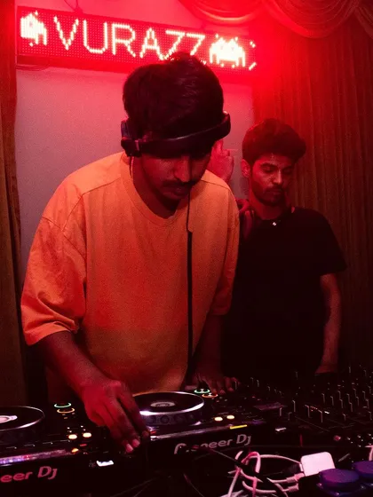 Me and Big Trouble at the decks for Bassment 3.0.