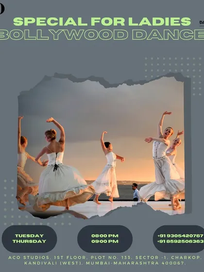 An announcement for our special Bollywood dance classes for ladies at ACO Studios. We offer both regular and weekend batches to fit your schedule.