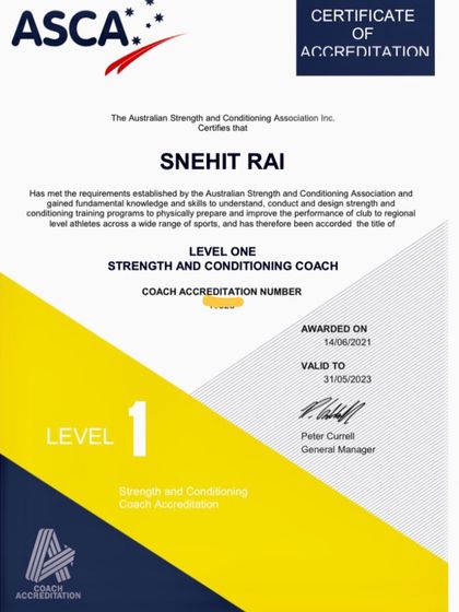 Snehit Rai - Professional Development for S&C Coaches My Credentials & Professional Development photo 15