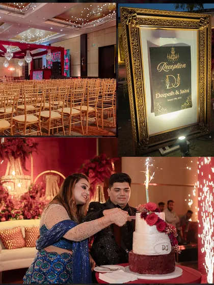 The cake cutting ceremony is a highlight of the reception. We arranged for a beautiful multi-tiered cake and a dramatic sparkler effect for the perfect photo.