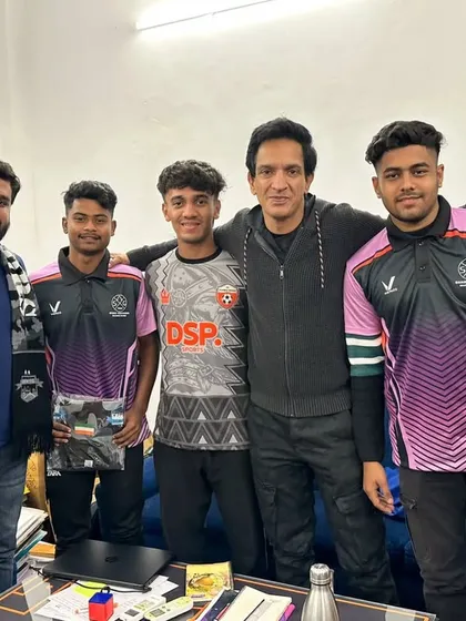 A proud moment as our players on trial at Minerva meet Mr. Ranjit Bajaj and present him with a Vikings jersey. This is the level of exposure we offer.