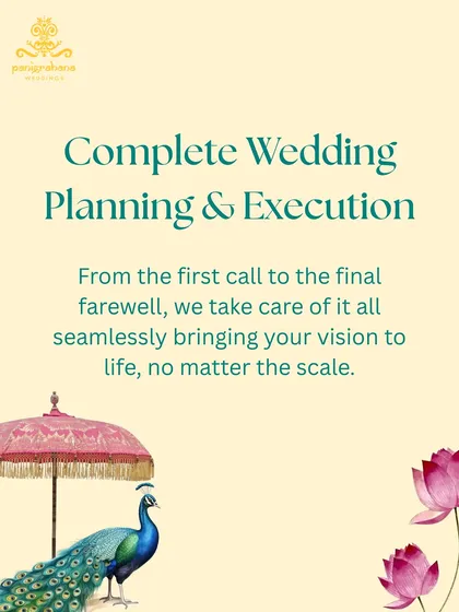 We offer complete wedding planning and execution. From the first call to the final farewell, we take care of everything, bringing your vision to life no matter the scale.