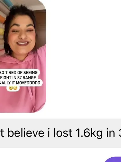 A screenshot of my message celebrating a 1.6kg loss in 3 days. The scale finally moved from the 87kg range!