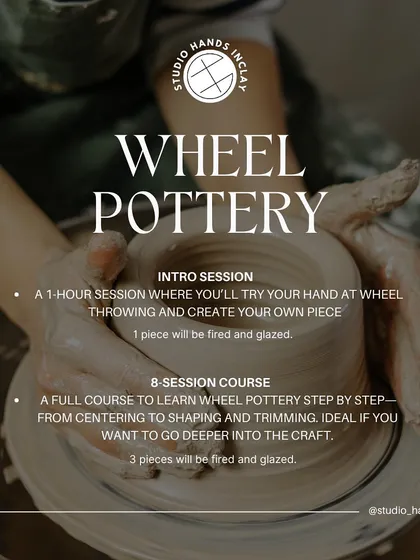 We offer a 1-hour intro session to try the wheel or a full 8-session course to go deeper. Both options include firing and glazing of your pieces.