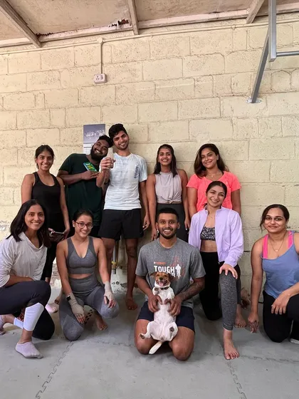 The gang, including our four-legged mascot, after a great class.