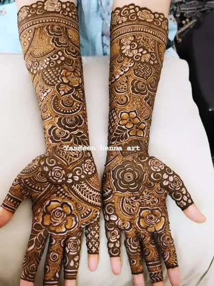 This design showcases my signature style of mixing bold, shaded florals with delicate, fine-line patterns to create depth and contrast.