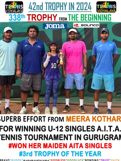 We build our pipeline from the ground up. Celebrating Meera Kothari's maiden AITA singles win in the U-12 category shows our commitment to nurturing talent from a young age for future success.