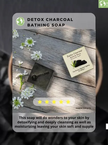 Our Detox Charcoal bathing soap does wonders for your skin by deeply cleansing and moisturizing, leaving it soft and supple.