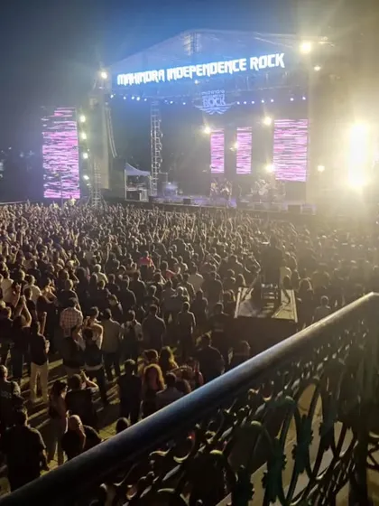 Performing at the Mahindra Independence Rock festival in Mumbai. Playing for such a large and energetic audience is an incredible experience, demonstrating the universal appeal of the sitar's sound even in a rock music setting.